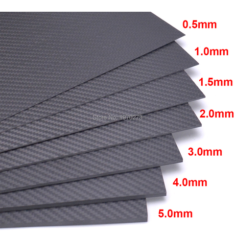 100% 3 K Placa de fibra de carbono hoja Panel 200mm x 300mm, 0,5mm, 1mm, 1,5mm placa de Material de dureza compuesto de 2mm 3mm 4mm 5mm ► Foto 1/6