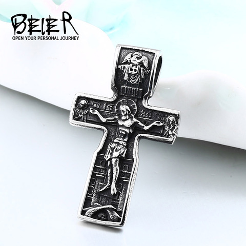 BEIER-collar con colgante de Jesús para hombre, cadena de Cruz de acero inoxidable 316L, regalo de joyería religioso, joyería cristiana BP8-381 ► Foto 1/6