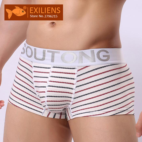 EXILIENS-Ropa interior de algodón para hombre, bóxer corto estampado a rayas, a la moda, tallas de la M a la 2XL, 102501 ► Foto 1/6