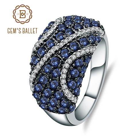 GEM'S BALLET-Anillo de zafiro azul Natural para mujer, anillos de gemas naturales de Plata de Ley 925, regalo, joyería fina Vintage ► Foto 1/6