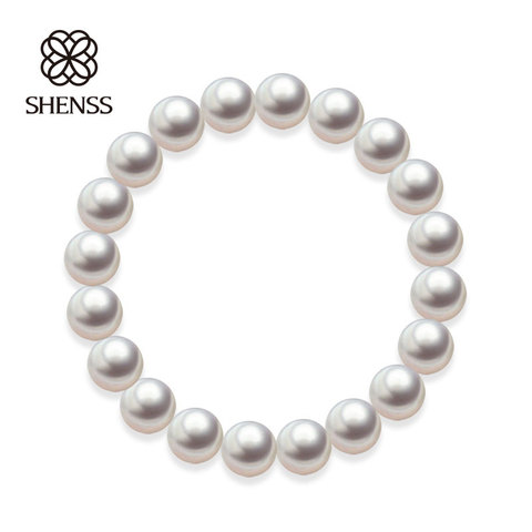 Pulsera de perlas de concha de calidad para mujer, brazalete elástico o cadena personalizable de varios tamaños ► Foto 1/6