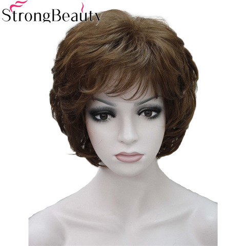Pelucas de mujer de belleza fuerte pelo rubio dorado ondulado corto para mujeres peluca sintética sin capucha 16 colores ► Foto 1/4