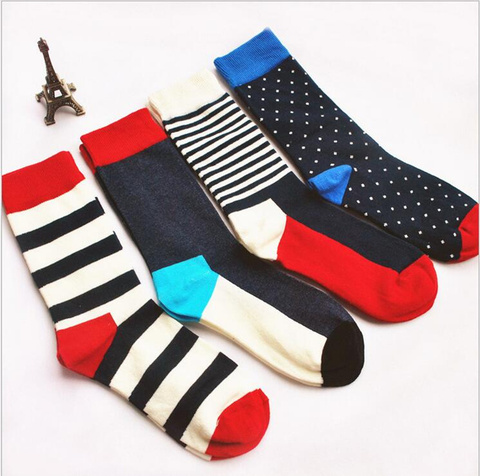 Nuevo color rayas hombres crew calcetines de happy sock casual harajuku vestido de diseñador de negocios marca skate largo moda funky ► Foto 1/6