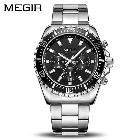 MEGIR-reloj de cuarzo de negocios para hombre, cronógrafo de acero inoxidable, militar, Masculino ► Foto 1/6