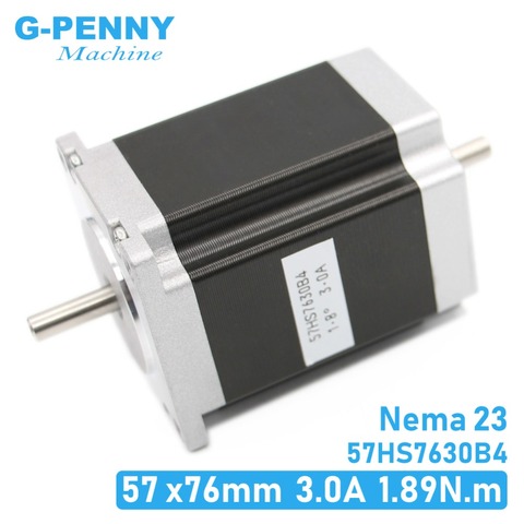 NEMA23-motor paso a paso para máquina CNC, eje dual Nema 23, 57x76mm, 1,89n. m, 4-plomo, 1,8deg, doble eje 3A 270ozin ► Foto 1/6