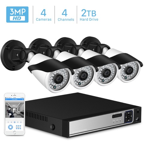 Kit de NVR POE de 4 canales, 5MP, 2MP, 3MP, PoE, 48V, cámara IP, sistema P2P CCTV, IR Visión Nocturna exterior, Kit de seguridad de videovigilancia ► Foto 1/1