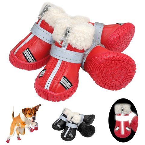Perro caliente invierno botas de perro mascota impermeable lluvia Zapatos botines nieve reflectante antideslizante calzado para pequeños perros grandes ► Foto 1/6
