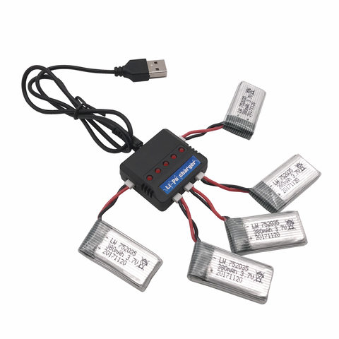 Batería Lipo de 3,7 V y 380mAh + cargador USB, repuestos para Hubsan X4 H107 H107L H107D JD385 JD388 ► Foto 1/3
