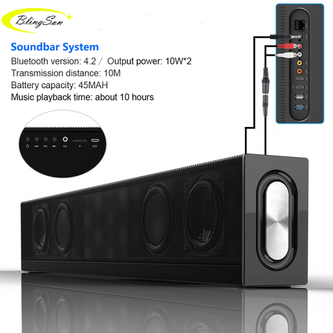 Altavoz Bluetooth 20 W para cine en casa Soundbar altavoz inalámbrico portátil Subwoofer Mic FM Radio para teléfono PAD PC TV ► Foto 1/1