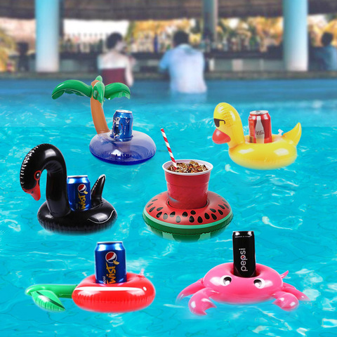 Soporte de taza inflable accesorios de piscina bebida flotante flamenco Donut piscina flotador anillo de natación juguetes de fiesta Bar de playa Mini ► Foto 1/6