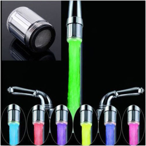 Grifo de agua con luz LED que cambia de color RGB, 7 colores, cabezal de ducha, Sensor de presión de cocina, accesorio de baño ► Foto 1/6