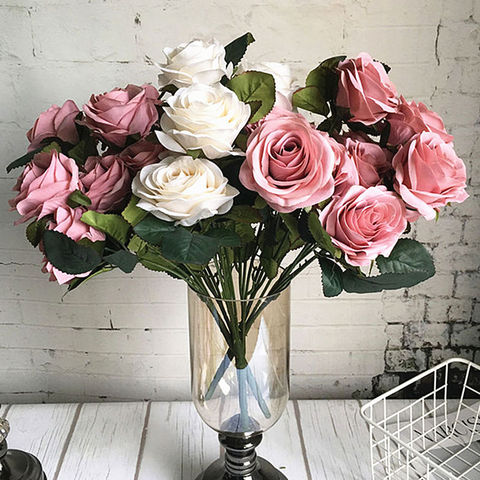 10 cabezas gran flor de Rosa Artificial ramo de flores artificiales de la boda casa decoraciones de otoño flores flor artificielle ► Foto 1/2