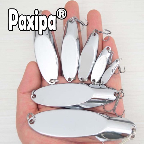 10 Uds cuchara de Metal pesca señuelos 3g 7g 10g 14g 18g 20g 28g 35g 40g 49g 56g 63g 83g 100g agudos gancho plata bajo cebo ► Foto 1/6