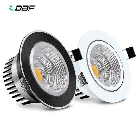 DBF-Lámpara de led para empotrar en techo, foco de luz regulable con cuerpo blanco u negro, de decoración, COB 6W 9W 12W 15W, AC, 110V/220V ► Foto 1/6