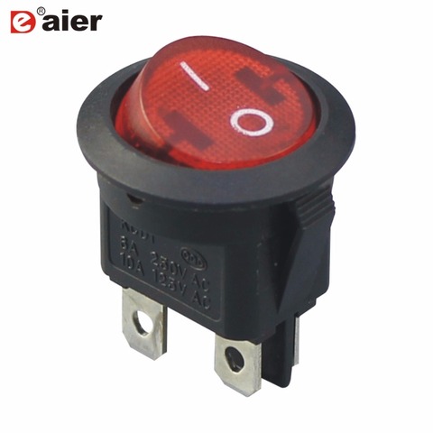 KCD1 ronda interruptor basculante 20mm 4 Pin/de 6A amperios 250VAC DPST enclavamiento 220 V LED iluminado en el coche de botón interruptores rojo ► Foto 1/4