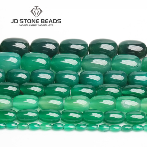 JD-Cuentas de piedra de ágata verde, accesorio de pulsera hecha a mano semiacabada con forma de barril, envío gratis ► Foto 1/6