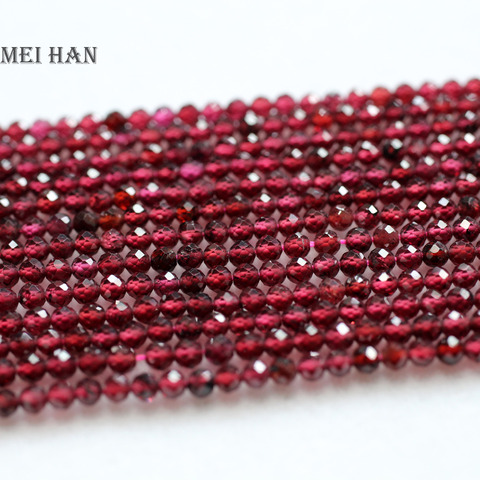 Meihan-Lote de 10 hebras de rojo granate natural, semillas redondas facetadas de 2,2mm, cuentas de piedra sueltas para diseño de joyería diy ► Foto 1/2
