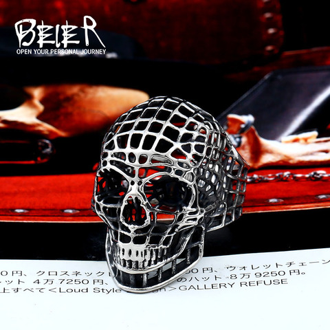 BEIER nueva tienda punk cráneo hombres huecos anillo de pop rock alta joyería de calidad regalo LLBR8-596R ► Foto 1/6