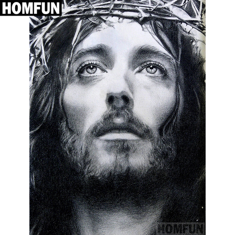 HOMFUN-cuadro 5D religioso de Jesús de punto de cruz, Bordado, decoración para el hogar ► Foto 1/6