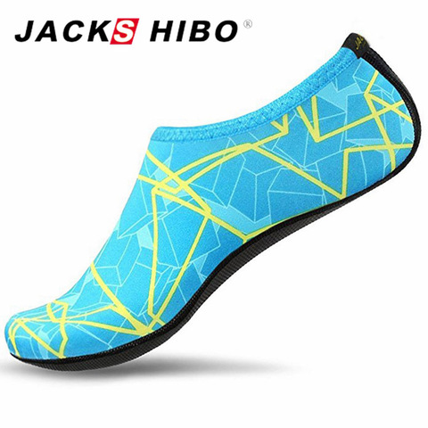 Zapatos de agua de verano JACKSHIBO para mujer zapatos de playa de gran tamaño Aqua de mujer a rayas coloridos zapatos de natación de mar zapatos de mujer ► Foto 1/6