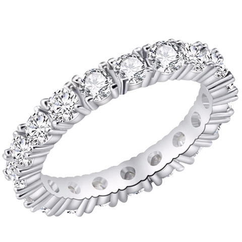 Nueva marca de joyería de Color blanco embutido cúbico Zirconia forma única anillo para las mujeres de compromiso de boda de tamaño ► Foto 1/6