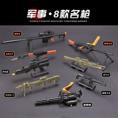 Escala 1/6 Gatling M134 Barrett AK47 MG42 juguete pistola para montaje modelo de rompecabezas edificio de ladrillos pistola arma para figura de acción ► Foto 1/6