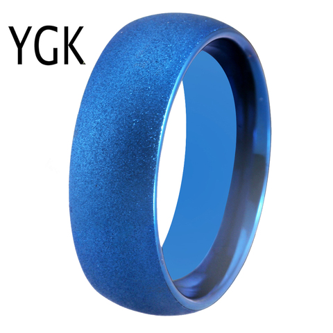 Anillo clásico de carburo de tungsteno para hombre y mujer, 8mm, color azul arenado, ajuste cómodo, regalo de aniversario, envío directo ► Foto 1/4