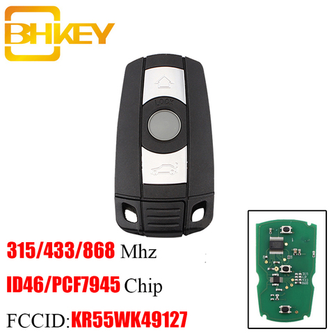 BHKEY-llave remota KR55WK49127 para coche, llave inteligente de coche para BMW serie 1/3/5/7 CAS3 X5 X6 Z4 315/433/868MHZ PCF7945 Chip ID46 ► Foto 1/4