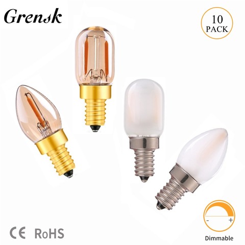 Grensk-bombilla LED nocturna de filamento C7 T22 Edison, lámpara de refrigerador Tubular, blanco cálido, 0,5 W, 1W, regulable, E14, 220V ► Foto 1/6