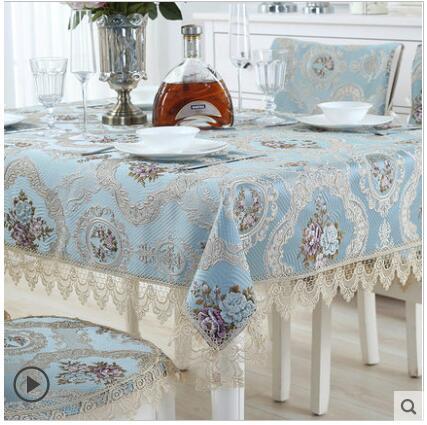 Mantel bordado de lujo de Europa, mantel de mesa de comedor, cubierta de mantel, tela de encaje, silla de tela para cafés, cojín de espalda estereoscópica ► Foto 1/1
