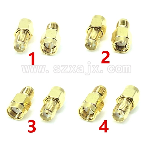 JX conector las ventas de la fábrica 4 unids/set SMA a SMA adaptador RP-SMA hombre a RP-SMA conector hembra 4 barato envío rápido ► Foto 1/6