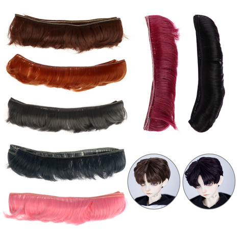 Pelucas de pelo negro con flecos para muñecas SD 5CM, color caqui, hechas a mano, peluca con flequillo rizado, accesorios para muñecas ► Foto 1/6