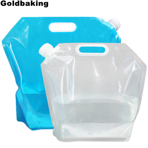 Goldbaking-contenedor de agua plegable de plástico, sin BPA, para deportes, acampada, 5/10 L ► Foto 1/6