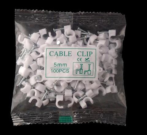 100 unids/bolsa 5MM círculo clips de cable circulares cable de alambre de clips 5mm clips de cable redondo blanco ► Foto 1/4