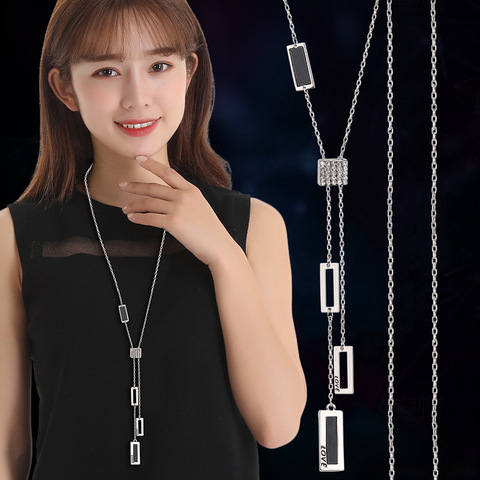 Collares y colgantes largos con borlas geométricas para mujer, joyería Maxi, collar con estilo, accesorios para vestido y suéter, combina con todo, 2022 ► Foto 1/6