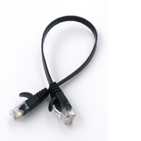 Cable de cobre puro CAT6 plano UTP Ethernet cable de red RJ45 parche LAN Cable NEGRO/Blanco/azul color-15cm ► Foto 1/6