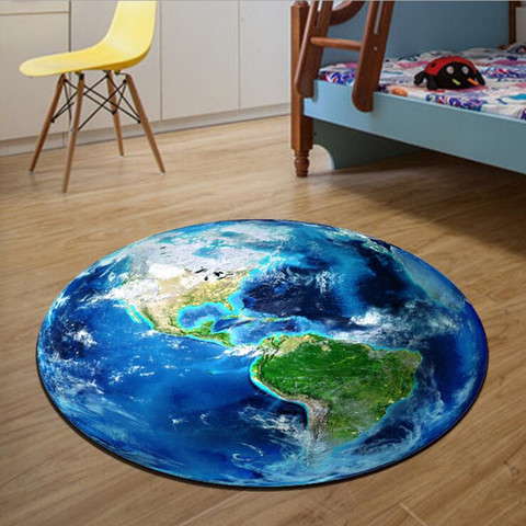 Alfombra redonda 3D estampado tierra planeta alfombras suaves alfombras antideslizantes Silla de ordenador alfombrilla de suelo para habitación de niños decoración de casa ► Foto 1/3