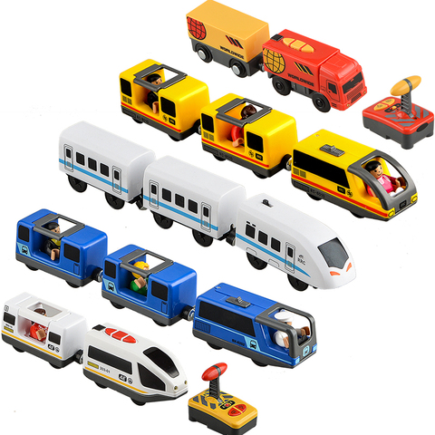Los niños Tren Eléctrico juguetes el tren magnético fundición ranura juguete de madera estándar tren de ferrocarril ► Foto 1/6