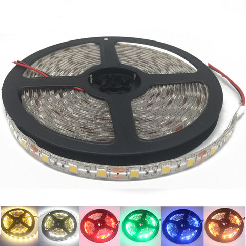 Tira de Luces LED 5050 24 V CC RGB, cinta de luz flexible impermeable de 5 metros, 60LED/MLed, Blanco cálido, 24 v ► Foto 1/6