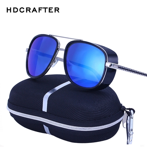 HDCRAFTER-gafas de sol de estilo Steampunk para hombre, lentes de sol masculinas con diseño de Tony Stark, Steampunk, con espejo, Estilo Vintage ► Foto 1/6