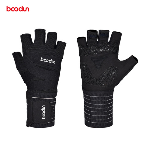 BOODUN-guantes de gimnasio para mujeres, cinturón de muñeca extendido de medio dedo, levantamiento de pesas con mancuernas para culturismo, Crossfit, guantes deportivos para Fitness ► Foto 1/1