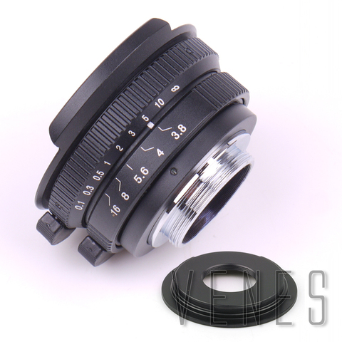 Lente de ojo de pez 8mm F3.8 C montaje de cámara + C a Micro M4/3/NEX/N1/Pentax Q/Fuji/M M2 anillo adaptador para cámara DSLR ► Foto 1/6