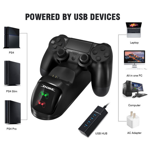 Mando para juegos PS4 mando Joypad cargador USB doble estación de carga rápida USB para PS4 Playstation 4 Delgado/PS4 Pro ► Foto 1/6