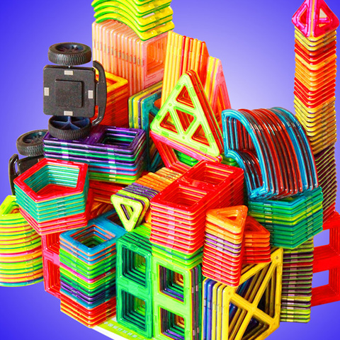 54 unids/set de bloques magnéticos de gran tamaño, Triángulo de ladrillos cuadrados educativos diseñador magnético, juguetes de construcción para niños, regalo ► Foto 1/6