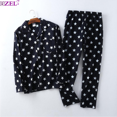 Pijama informal de algodón cepillado con estrellas para hombre, ropa de 100%, para invierno ► Foto 1/6