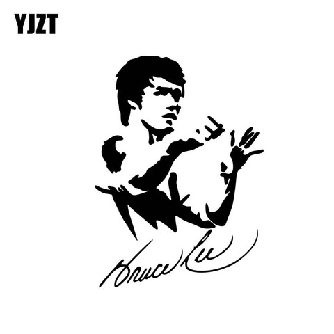 YJZT-pegatina de vinilo de dibujos animados para coche, 10,3 CM x 14,2 CM, Bruce Lee, arte de kung-fu, negro/plata, C3-0046 ► Foto 1/6