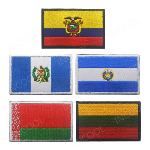 Parches de bordado Ecuador, Guatemala, El Salvador, Lituania Bielorrusia España Italia Alemania Francia Polonia Bandera Nacional parches con símbolo ► Foto 1/6