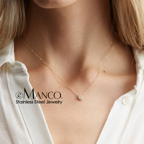 E-Manco minimalista collar de acero inoxidable anillo de las mujeres collar largo colgante collar de la joyería ► Foto 1/5