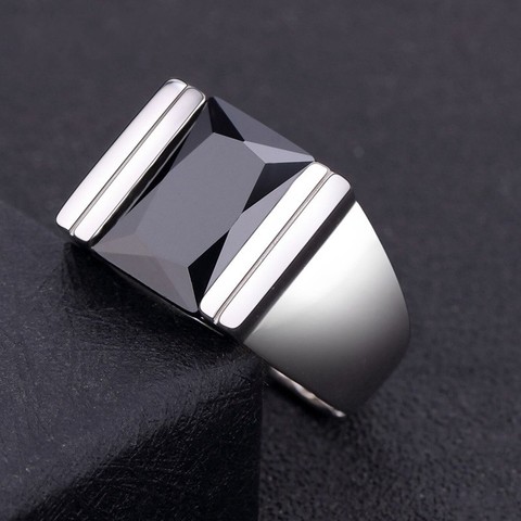 Anillo 100% plata de primera ley y Obsidiana Natural para hombre, sortija ajustable, plata esterlina 925, S925 ► Foto 1/3