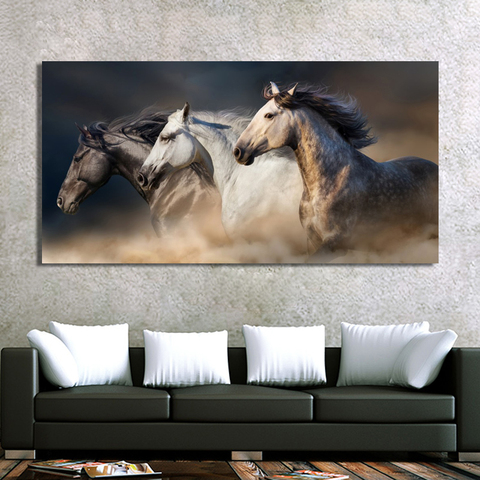 Tres lienzo de caballos corriendo arte en la pared con animales carteles para vivir casa habitación decoración Cuadros de pared personalizado de estampado de pinturas ► Foto 1/6